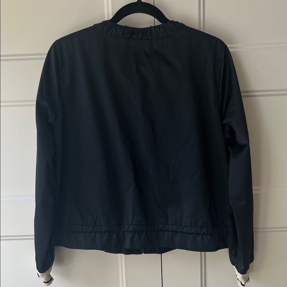 MARELLA by Max Mara Dark Blue Bomber Jacket with Floral Embroidery - Picture 6 of 6